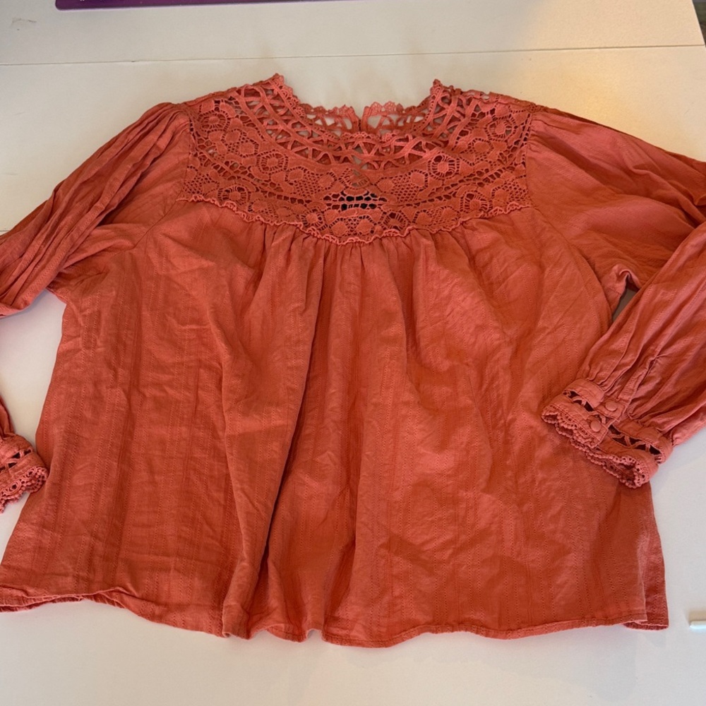 Torrid Coral Lace Blouse hippie bohemian sz 4